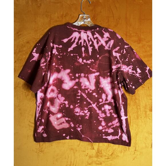 Saint x Louis Collab Men’s T-shirt Maroon Bleach Tie Dye Boxy Tee Size Large - Picture 3 of 6